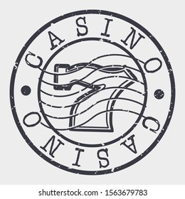 Casino Stamp Postal. Number Silhouette Seal. Passport Round Design. Vector Icon. Design Retro Travel.