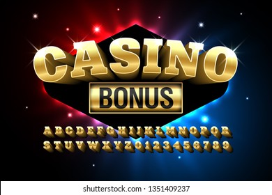Casino Style Glossy Font Design, Alphabet Letters And Numbers 