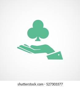 Casino Suit On Hand Green Flat Icon On White Background
