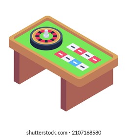 A casino table icon in isometric design 

