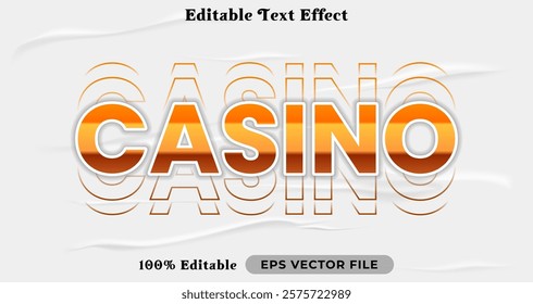 Casino text effect, trendy graphic style editable text