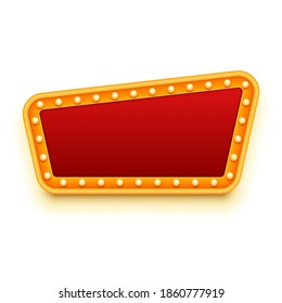 Casino or theater signboard. Red and gold colors. Marquee lights. Vector illustration for banner, poster, ad or any other project.