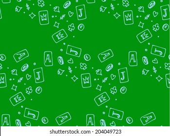 Casino theme. Hand draw seamless pattern. Vector illustration.