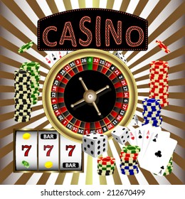 Casino theme with hypnotizing background. Vector illustration.