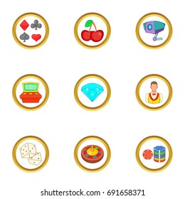 Casino things icons set. Cartoon set of 9 casino things vector icons for web isolated on white background