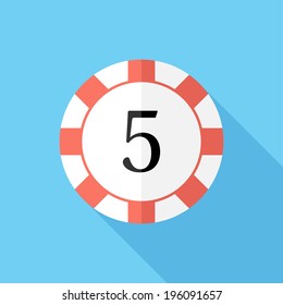Casino token icon. Flat design style modern vector illustration. Isolated on stylish color background. Flat long shadow icon. Elements in flat design.