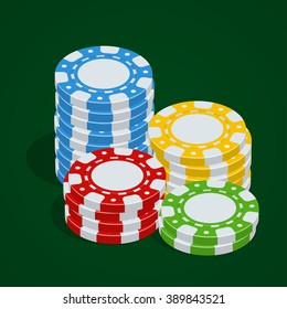 Casino tokens. Poker chips. 3d flat isometric vector illustration