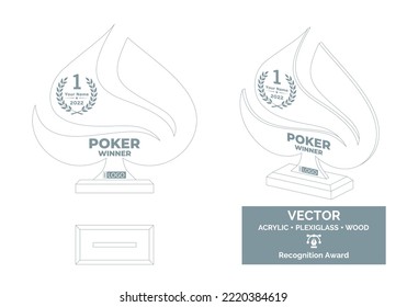 Casino trophy vector template, Poker tournament trophy template, Casino championship award