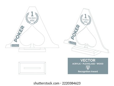 Casino trophy vector template, Poker tournament trophy template, Casino championship award