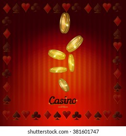 casino vector background, abstract casino background, game background for your design, gold coins, money