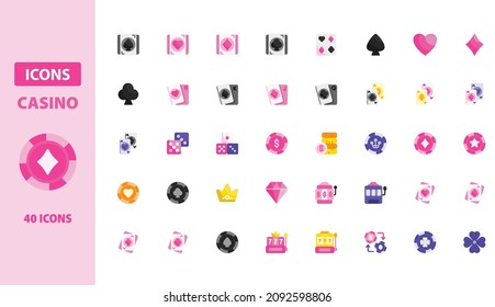 Casino - Vector Flat Icon set concept