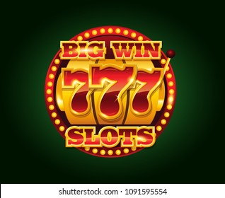 Casino vector golden slots machine with 777 numbers