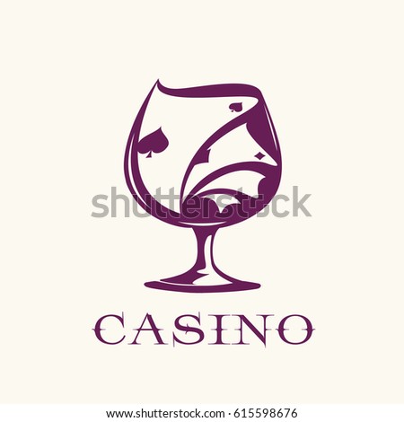 Casino vector icon of a brandy glass and Aces cards.