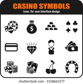Casino vector icon set for user interface design