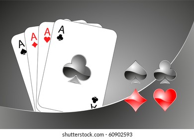 Casino vector illustration (black and red cards, suits, chips)