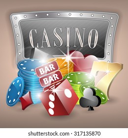 Casino vector illustration with gambling elements for your creative design.