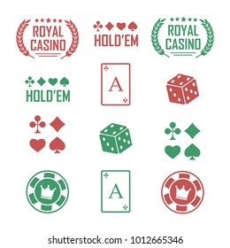 Casino vector sign set. Slot machine symbols. Lucky seven