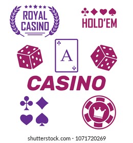 Casino vector sign set. Slot machine symbols. Lucky seven