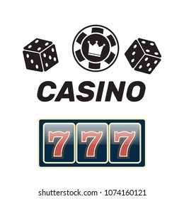 Casino vector sign set. Slot machine symbols. Lucky seven