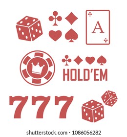 Casino vector sign set. Slot machine symbols. Lucky seven vector