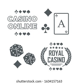 Casino vector sign set. Slot machine symbols. Lucky seven