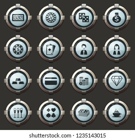 Casino vector stylish round buttons for mobile applications and web