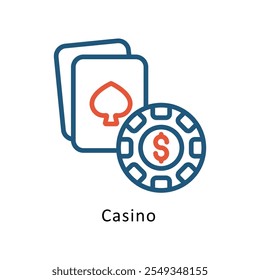 Casino VectorTwo Colors Cricle Outline icon. Eps 10 file
