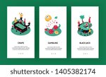 Casino vertical banners set with gambling symbols isometric isolated vector illustration
