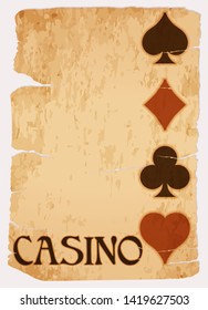Casino vintage card, vector illustration