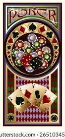 Casino vip card with poker chips and dice, vector illustration