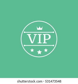 Casino VIP Emblem Line Icon On Green Background