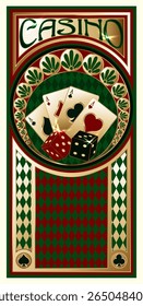 Convite vip Casino com dados e cartões de pôquer, ilustração vetorial