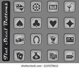 casino web icons on the flat steel buttons