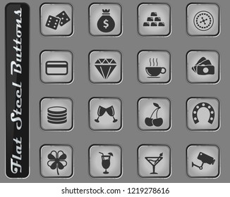 Casino web icons on the flat steel buttons
