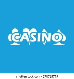 Casino web white icon isolated on a blue background. Vector symbol