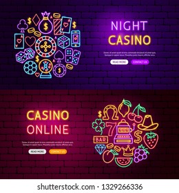 Casino Website Banners. Vector Illustration of Game Promotion.