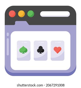 A casino website in flat editable icon