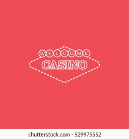 Casino Welcome Emblem Line Icon On Red Background