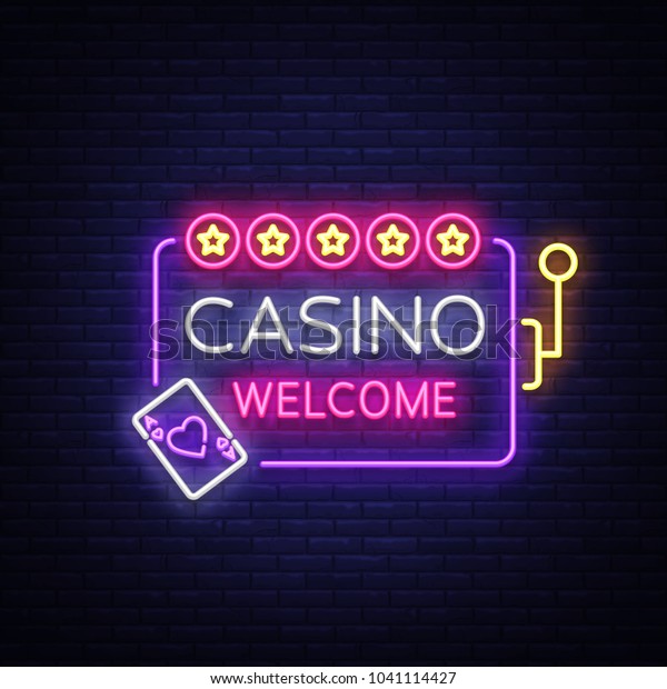 Casino Welcome Logo Neon Style Design Stock Vector (Royalty Free) 1041114427