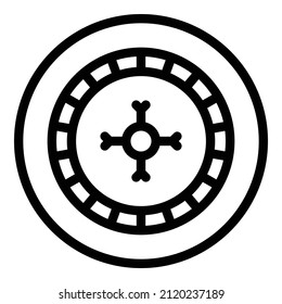 Casino-Rad Symbol Umrissvektor. Zeichne Lotterie. Preisliste