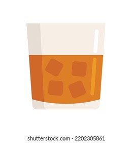 Casino whiskey glass icon. Flat illustration of casino whiskey glass vector icon isolated on white background
