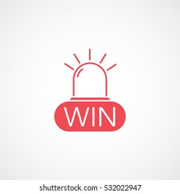 Casino Win Emblem Red Flat Icon On White Background