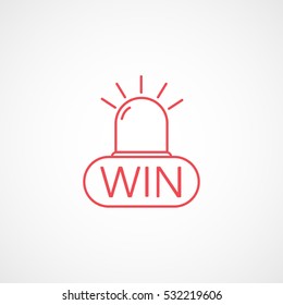 Casino Win Emblem Red Line Icon On White Background