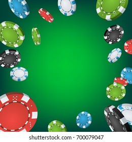 Casino Winner Background. Falling Explosion Gambling Poker Chips Illustration. Jackpot Prize Design Illustration