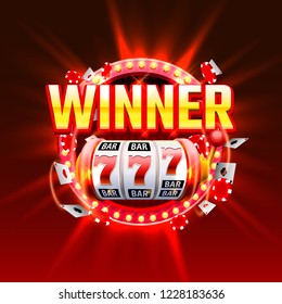 Casino Winner Slots 777 Banner. Vector Illustration