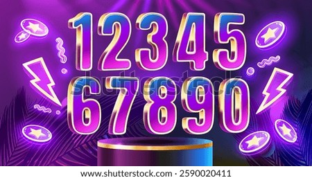 Casino winning numbers, volume symbols, stock numbers set. Vector illustration 