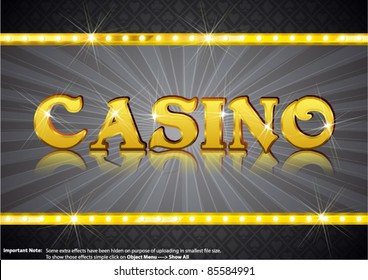 Casino Write in gold shining font