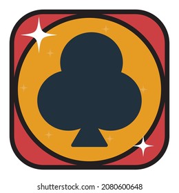 casino.poker clover icon . vector image with black, red and white lines design with yellow, red and white background.