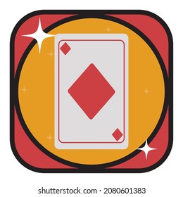 casino.poker diamond card . vector image with black, red and white lines design with yellow, red and white background.