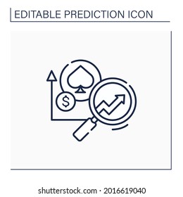 Casinos predictive analytics line icon. Data tracking and personalized gaming. Enhance profit margins and customer loyalty. Business predicting concept.Isolated vector illustration.Editable stroke